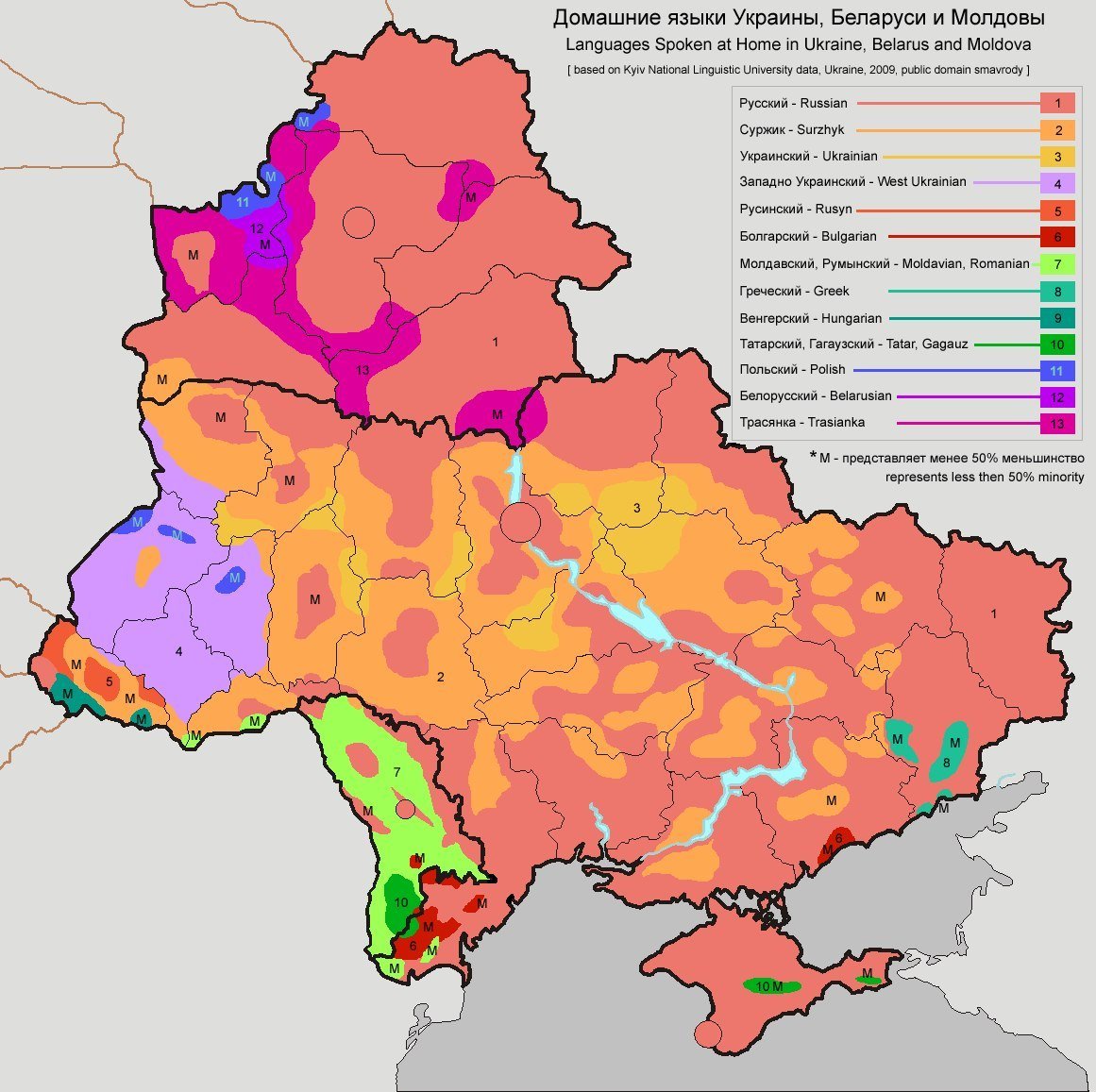 Карта украинского языка